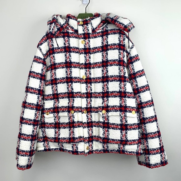 NWT Gucci tweed check-print jacket Size 42 - Picture 4 of 16